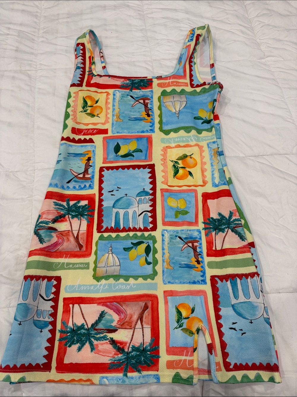 SHEIN Multicolor Patchwork Print Tank Dress for Kids